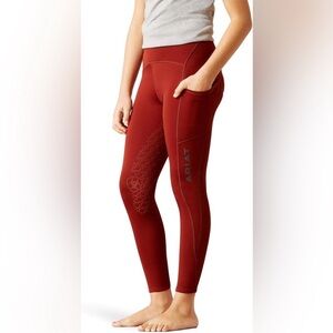 Ariat Kids Compression Fit fleece lined Leggings in Brick Red NWT